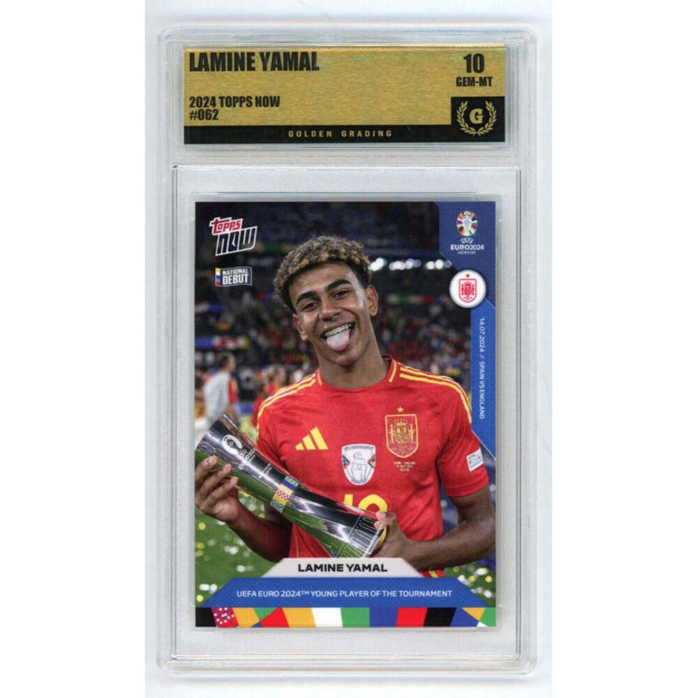 2024 Topps Now UEFA Euro #62 Lamine Yamal Rookie Spain Graded 10 Gem Mint